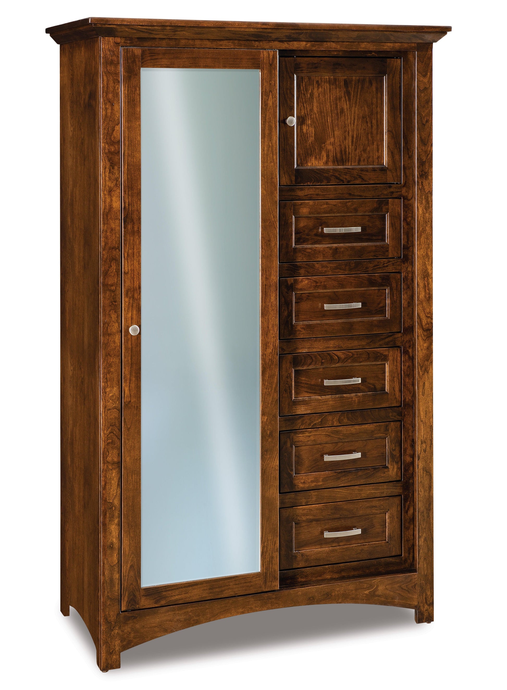american made amish lincoln five drawer one door armoire with full length mirror