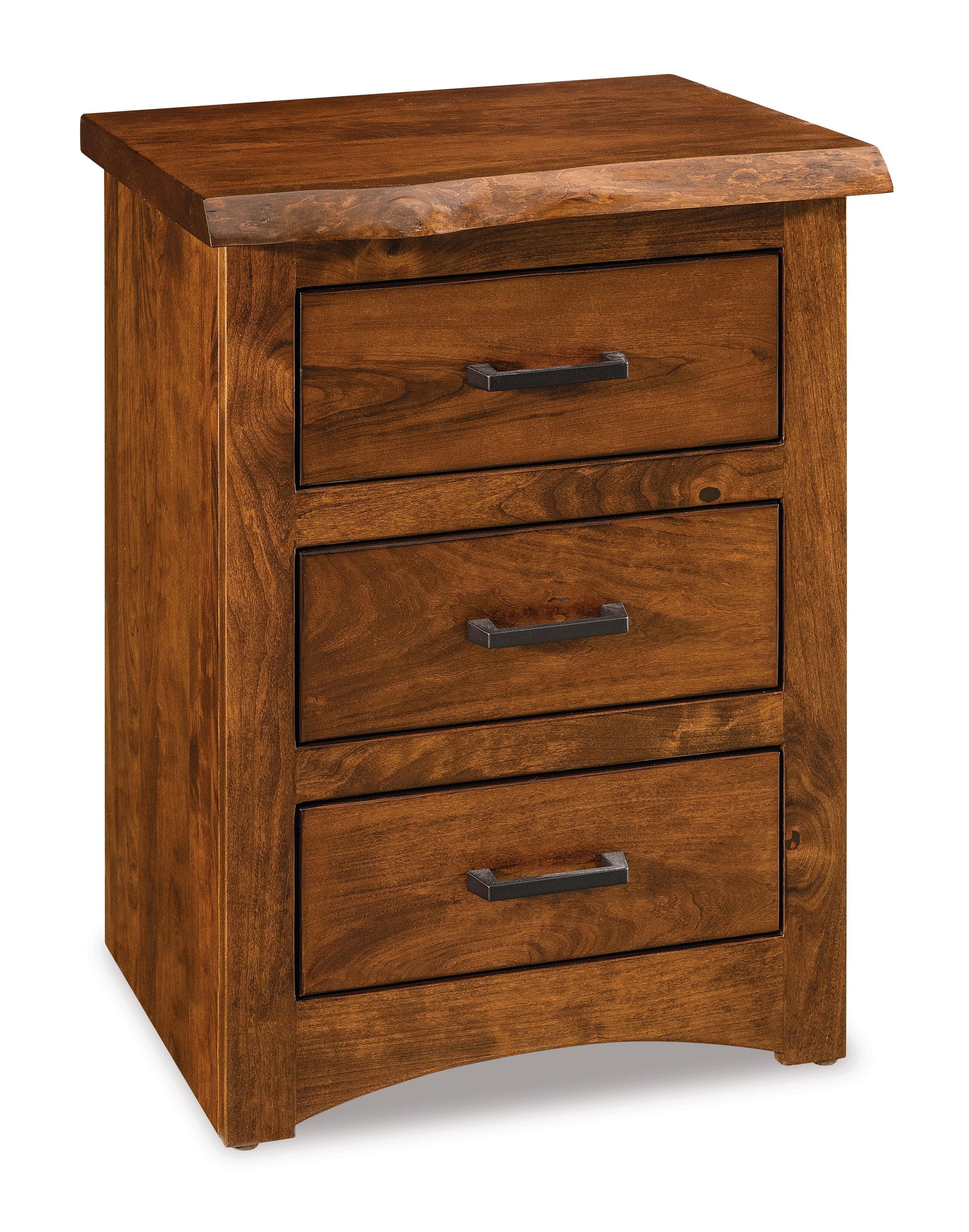american made amish live edge three drawer nightstand