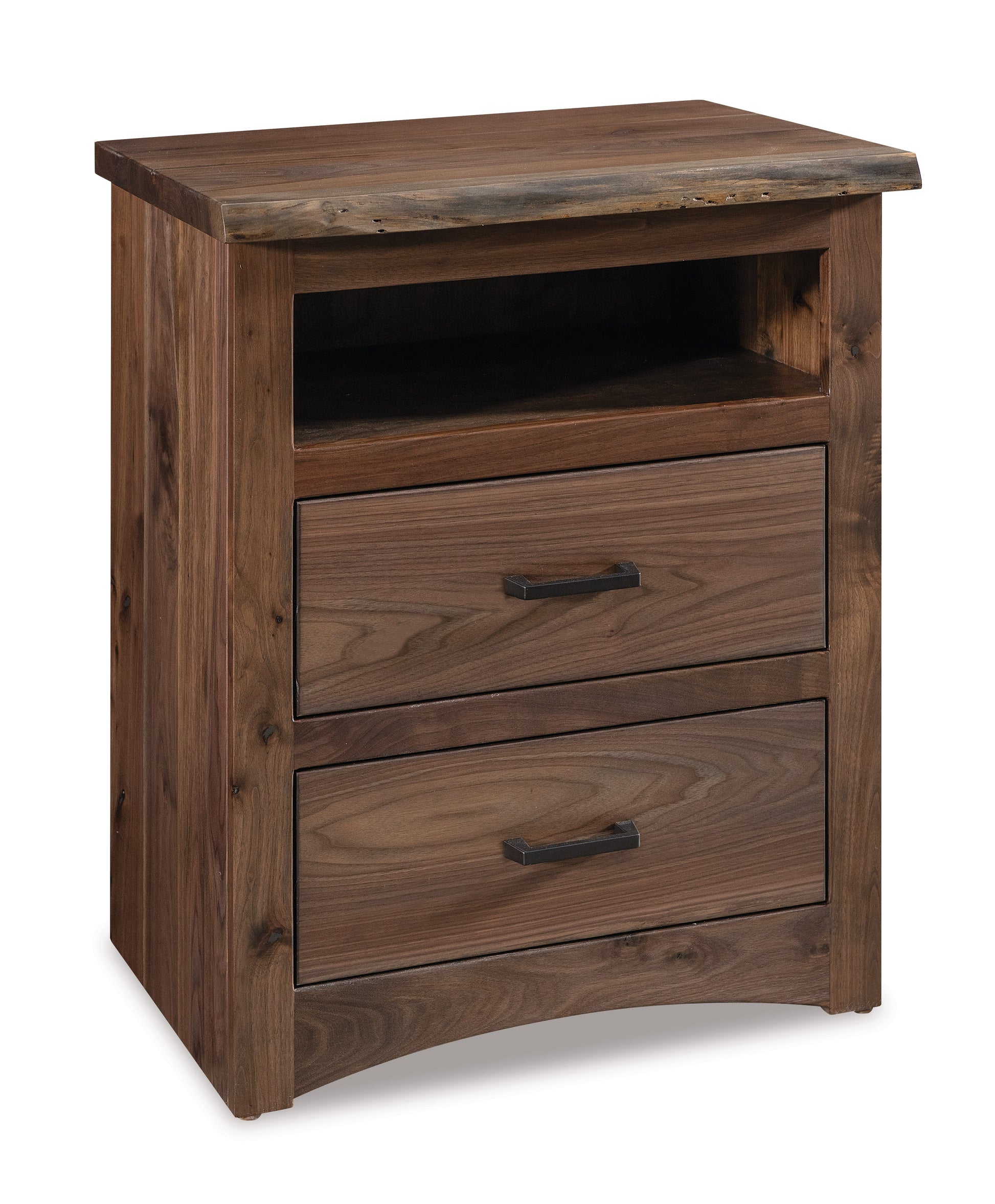 american made amish live edge two drawer nightstand 