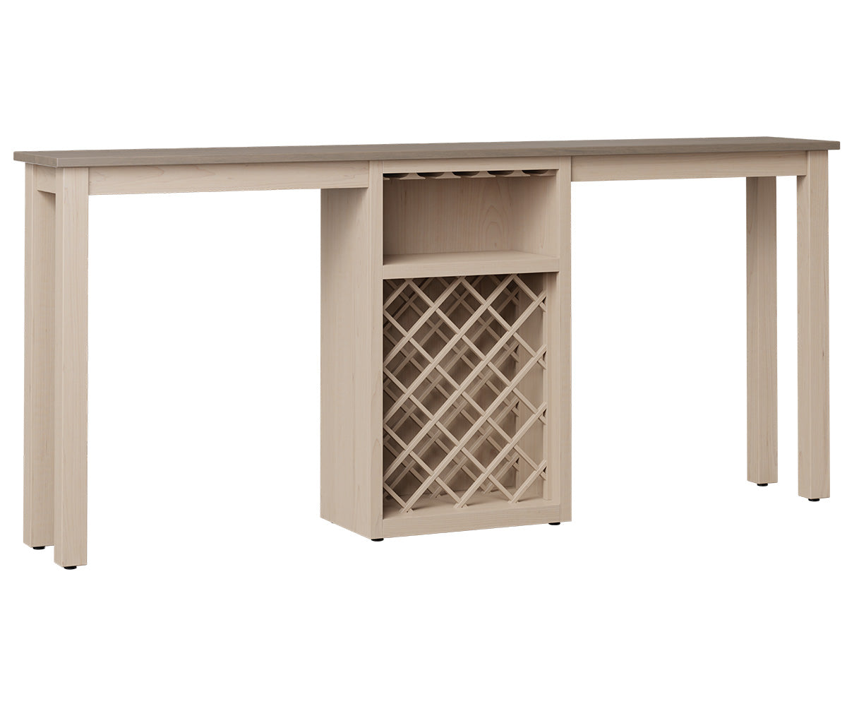 amish home bar shown in oak