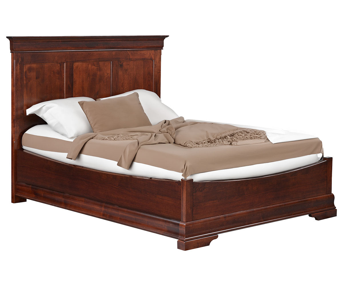Amish Louis Phillip Panel Bed With Boat Footboard-Bed-The Amish House