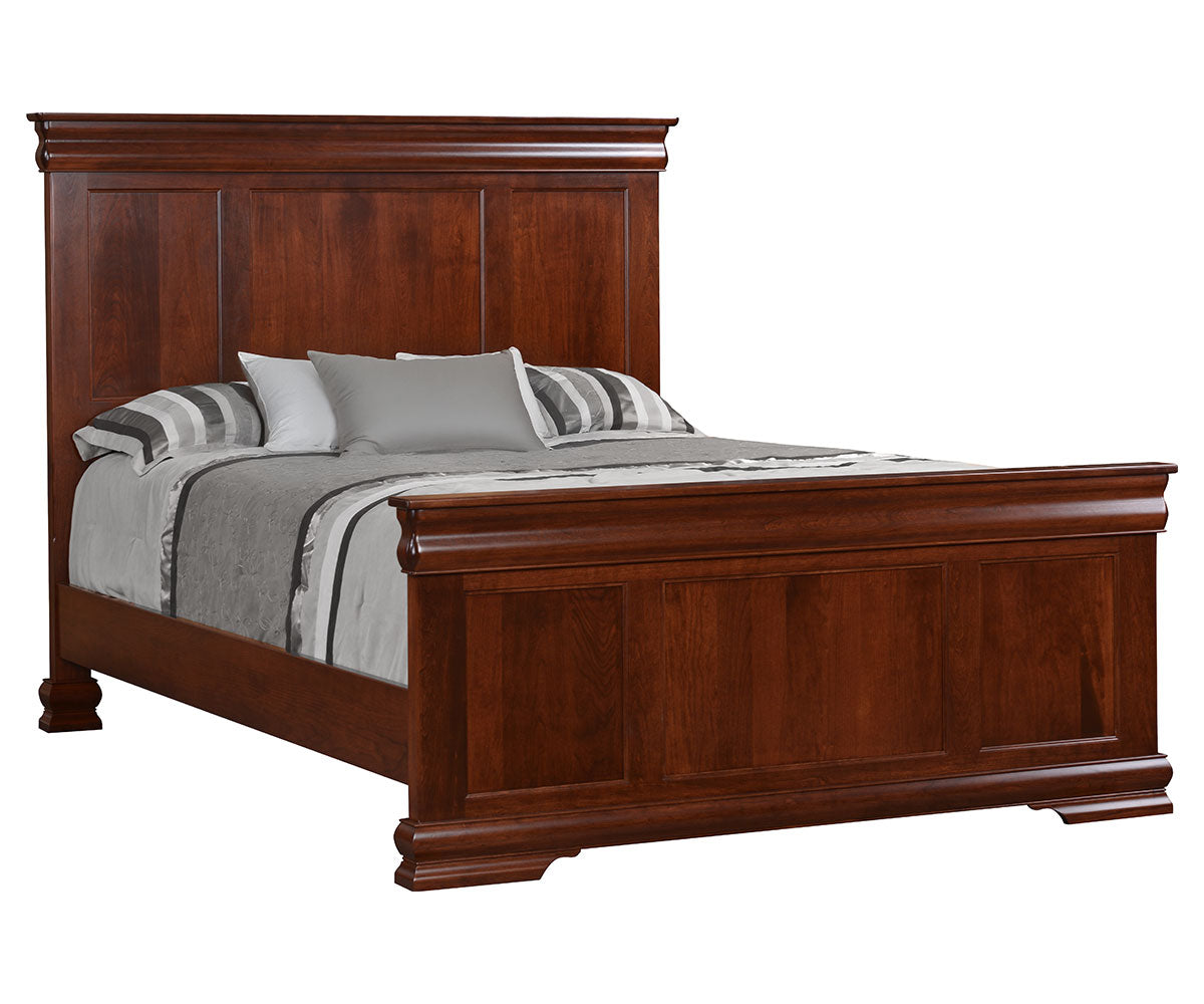 Amish Louis Phillip Panel Bed With Boat Footboard-Bed-The Amish House