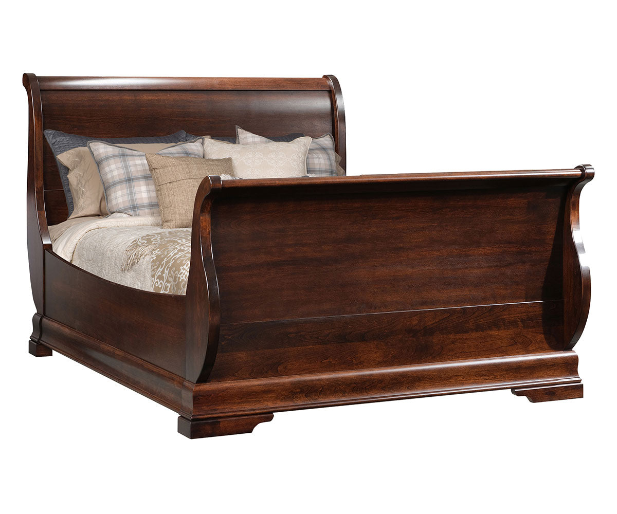 Amish Louis Phillip Sleigh Bed with Sleigh Foot-Bed-The Amish House