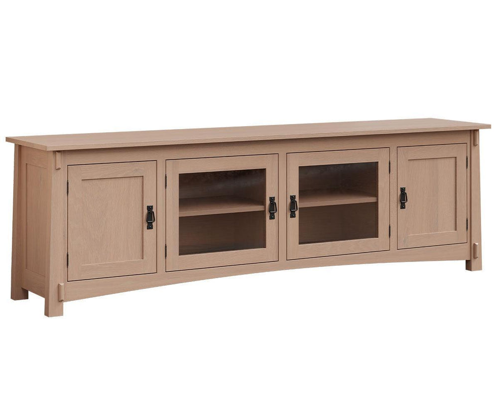 mccoy tv console in white oak with lace stain
