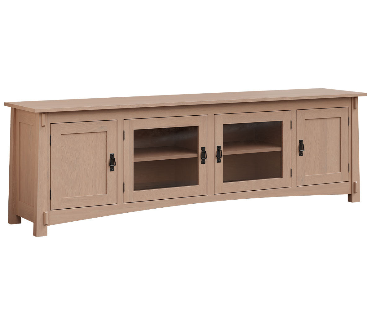mccoy tv console in white oak with lace stain