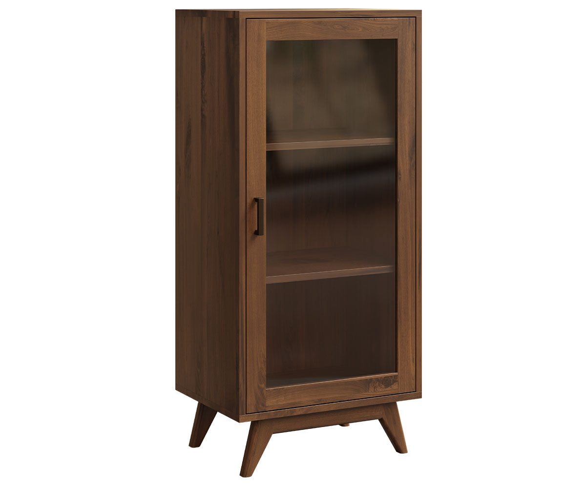 mid-century bookcase in rustic walnut natural