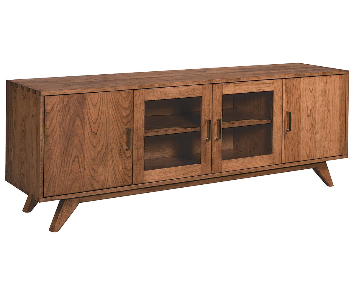 amish tv stand shown in oak