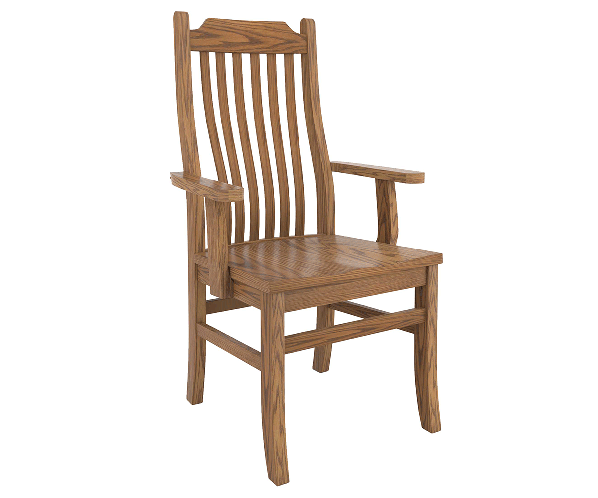 Amish Mission 6-Slat Chair-Chair-Arm Chair-Oak-The Amish House