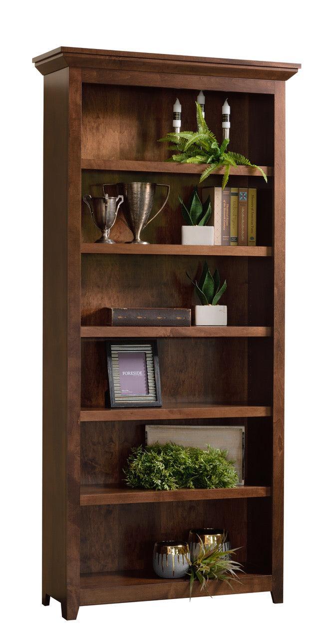 mission bookcase 12" deep, 36" wide and 84" high. shown in brown maple with earthtone stain