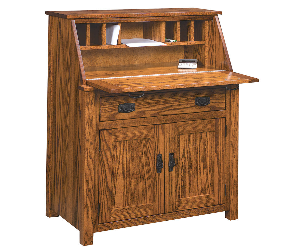 amish secretary desk shown in oak