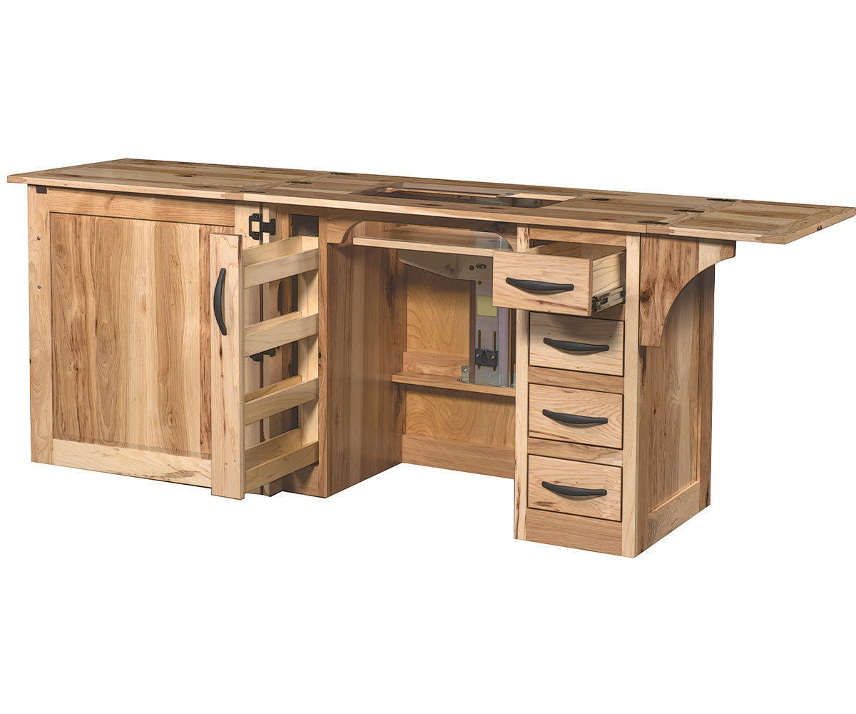 amish sewing cabinet shown in oak