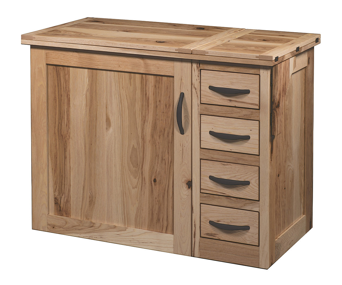 amish sewing cabinet shown in oak