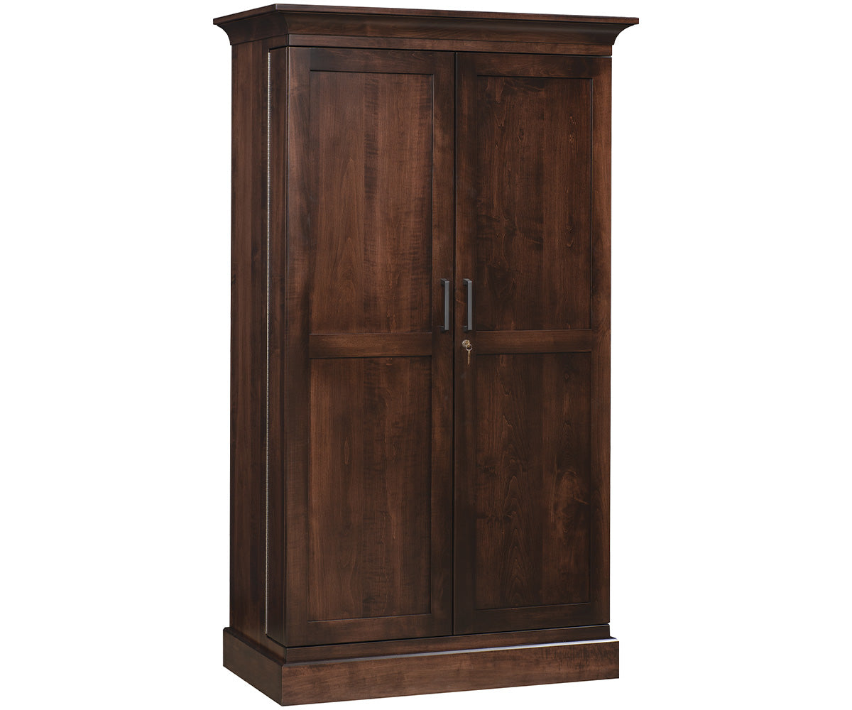 amish wall bar shown in brown maple