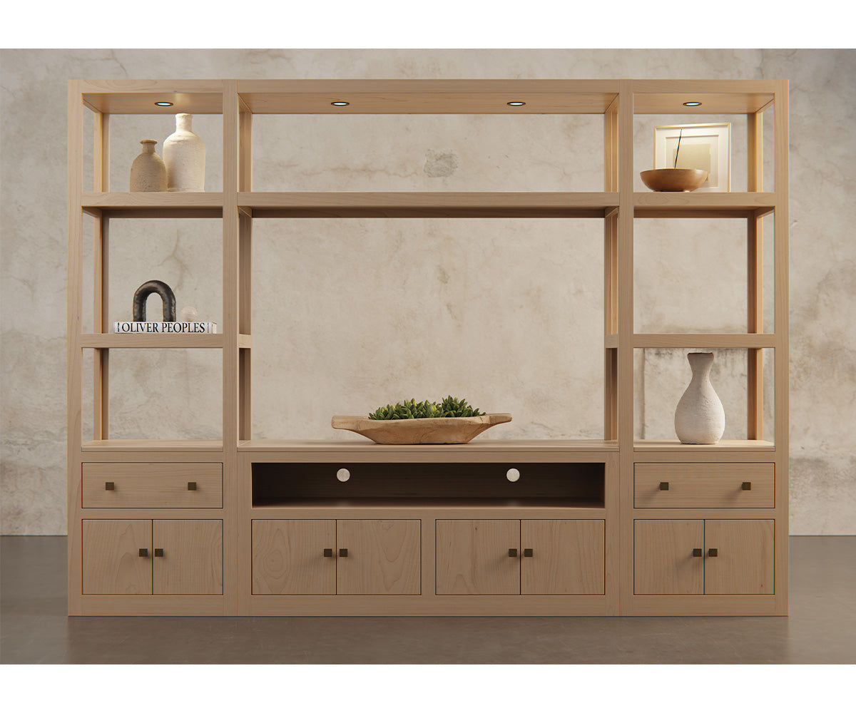 amish entertainment center shown in oak