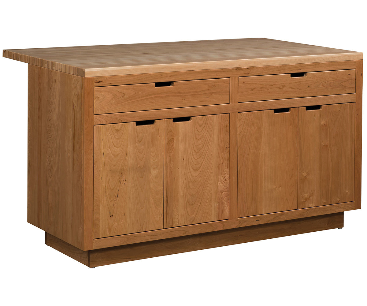 amish kitchen island shown in oak