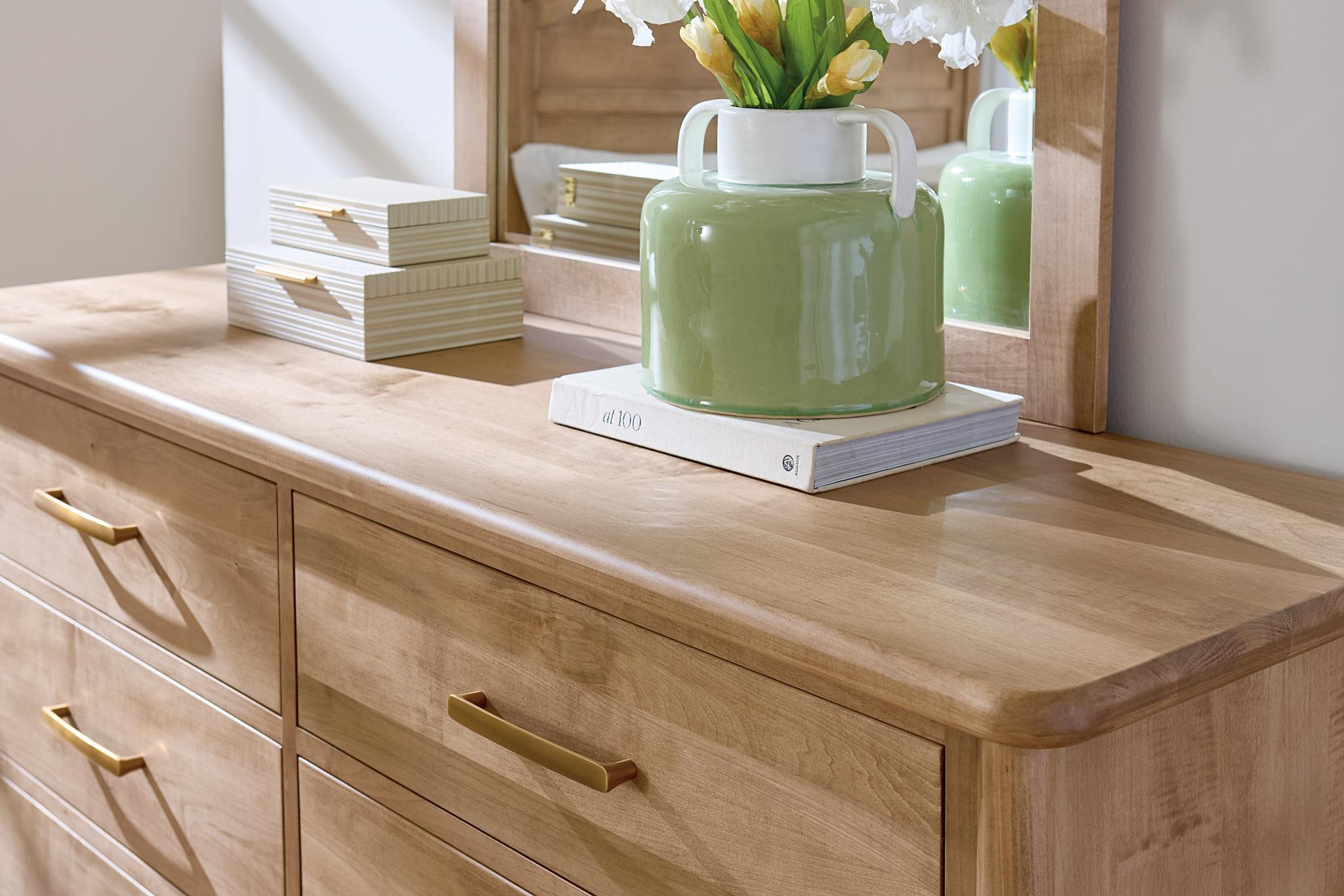 mulholland six drawer with mirror in brown maple