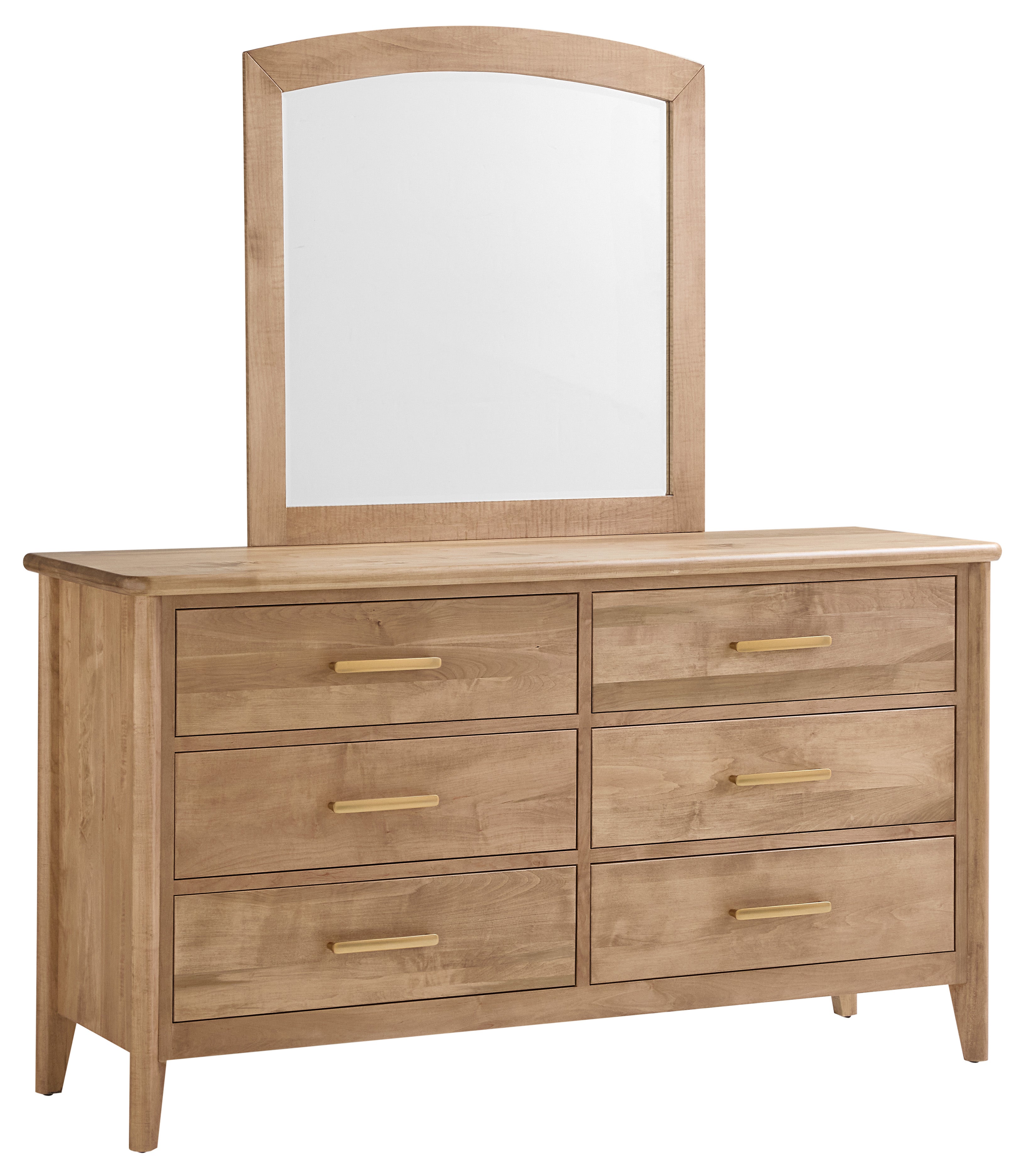 mulholland six drawer with mirror in brown maple