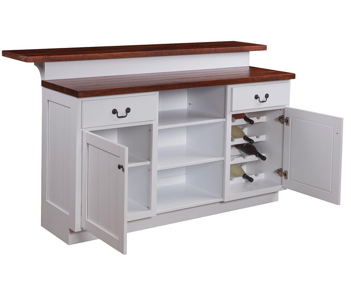 Amish Nero 72" Rough Sawn Barn Floor Home Central Bar-Beverage Bar-The Amish House
