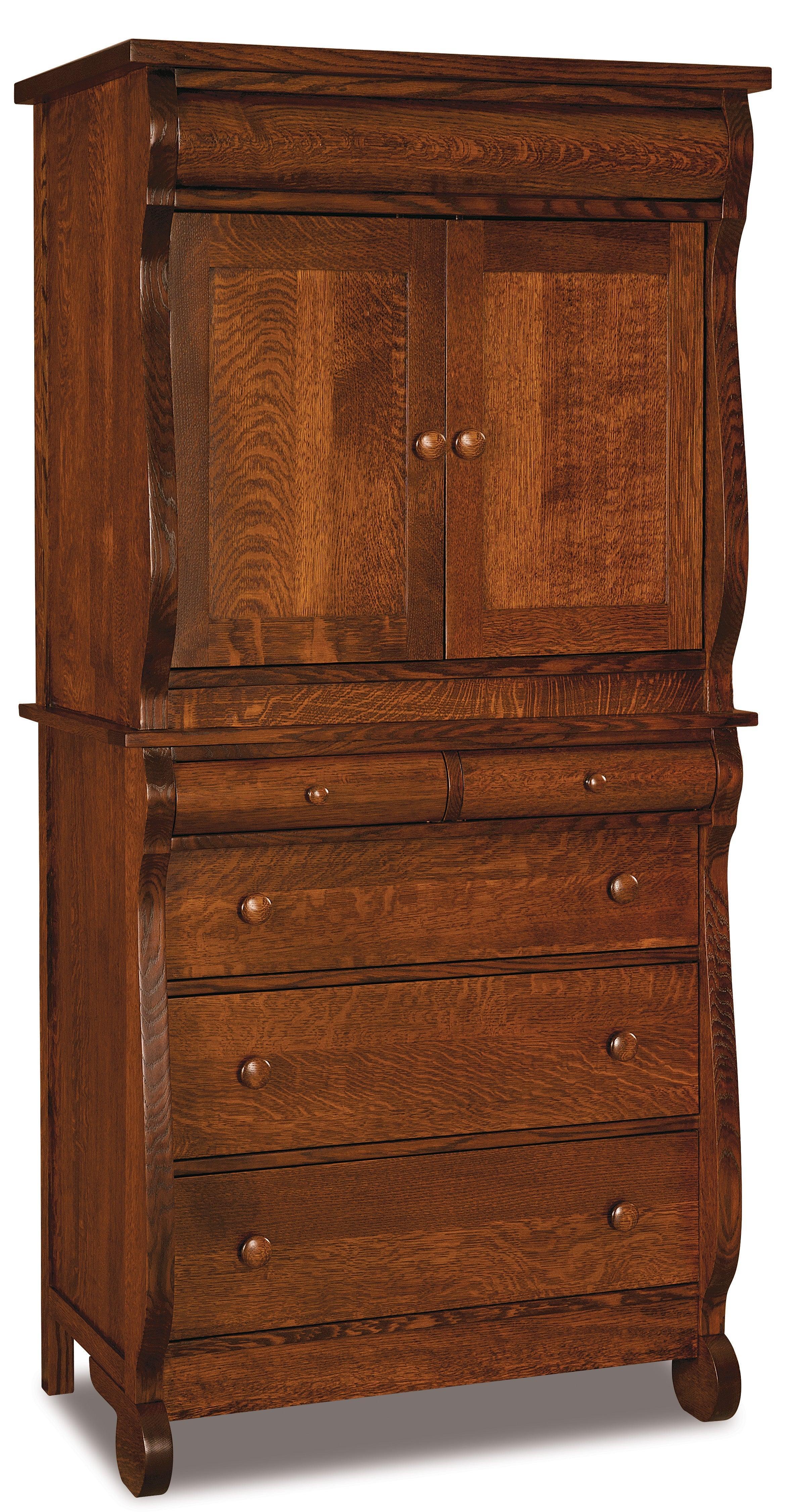 Amish Old Classic Sleigh Four Drawer Two Door Armoire - Thumbnail 3