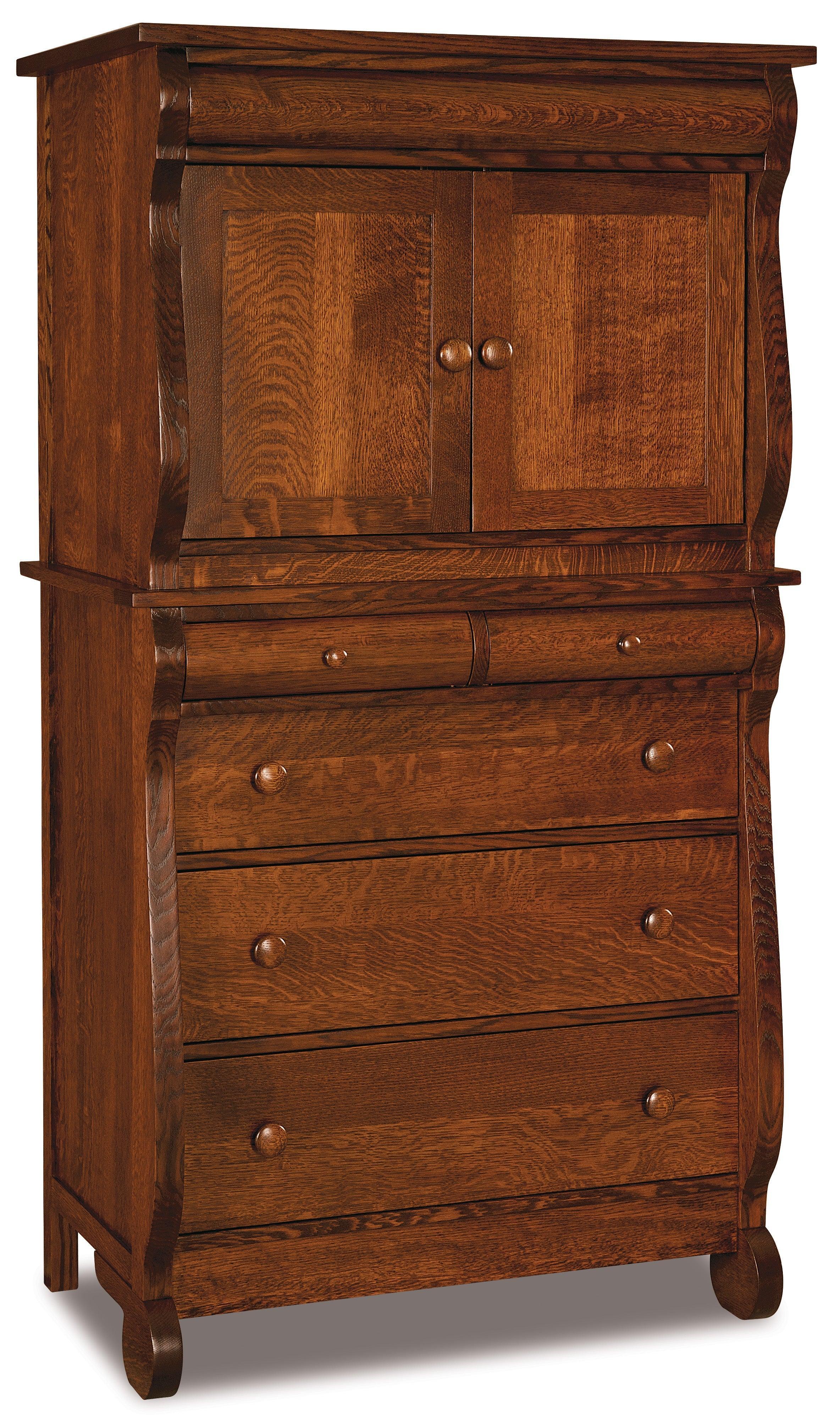 Amish Old Classic Sleigh Four Drawer Two Door Armoire - Thumbnail 2
