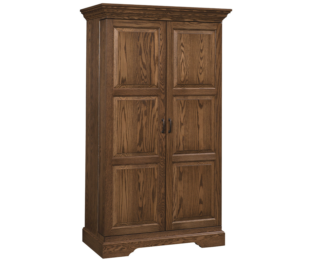 amish wall bar shown in oak