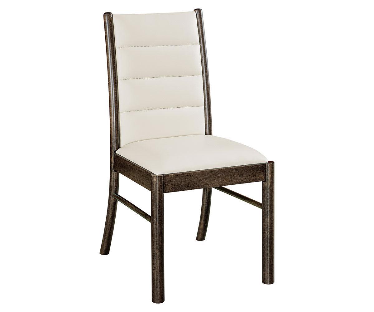 salina side chair brown maple with dark knight stain and c2-6 normal fabric