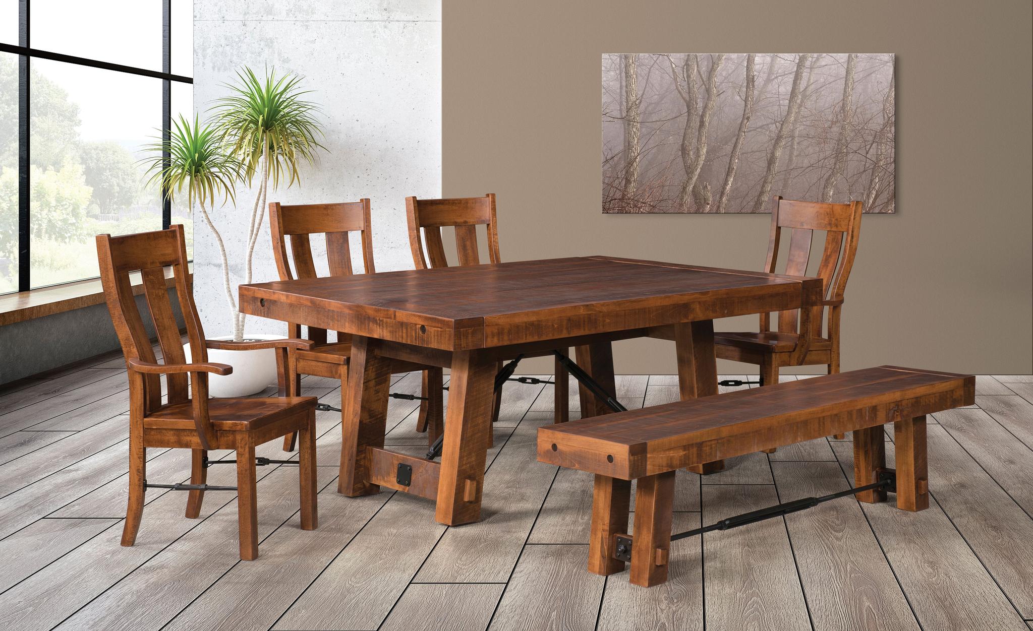 Amish Sawmarks Edison Double Pedestal Table