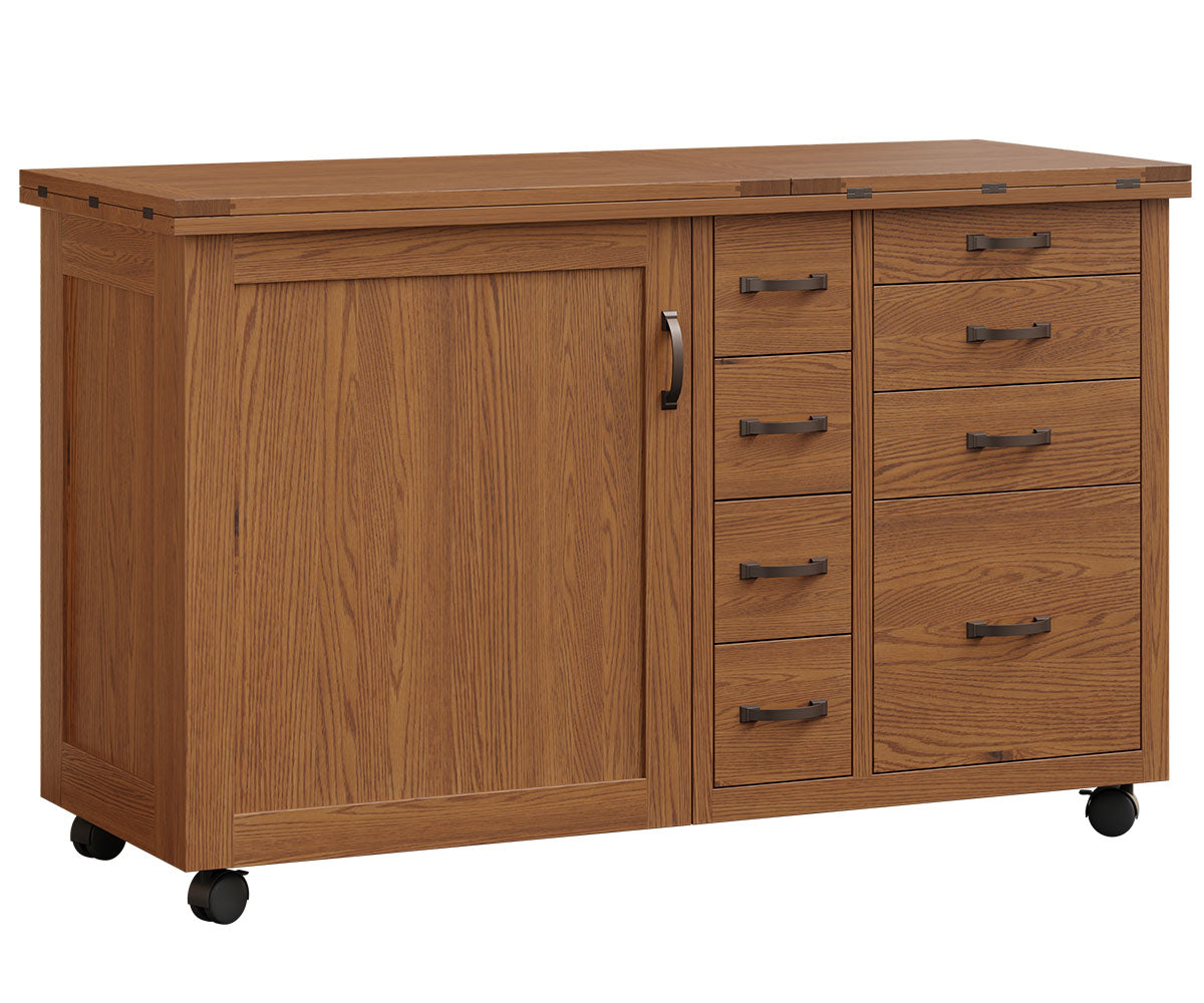 amish sewing cabinet shown in oak