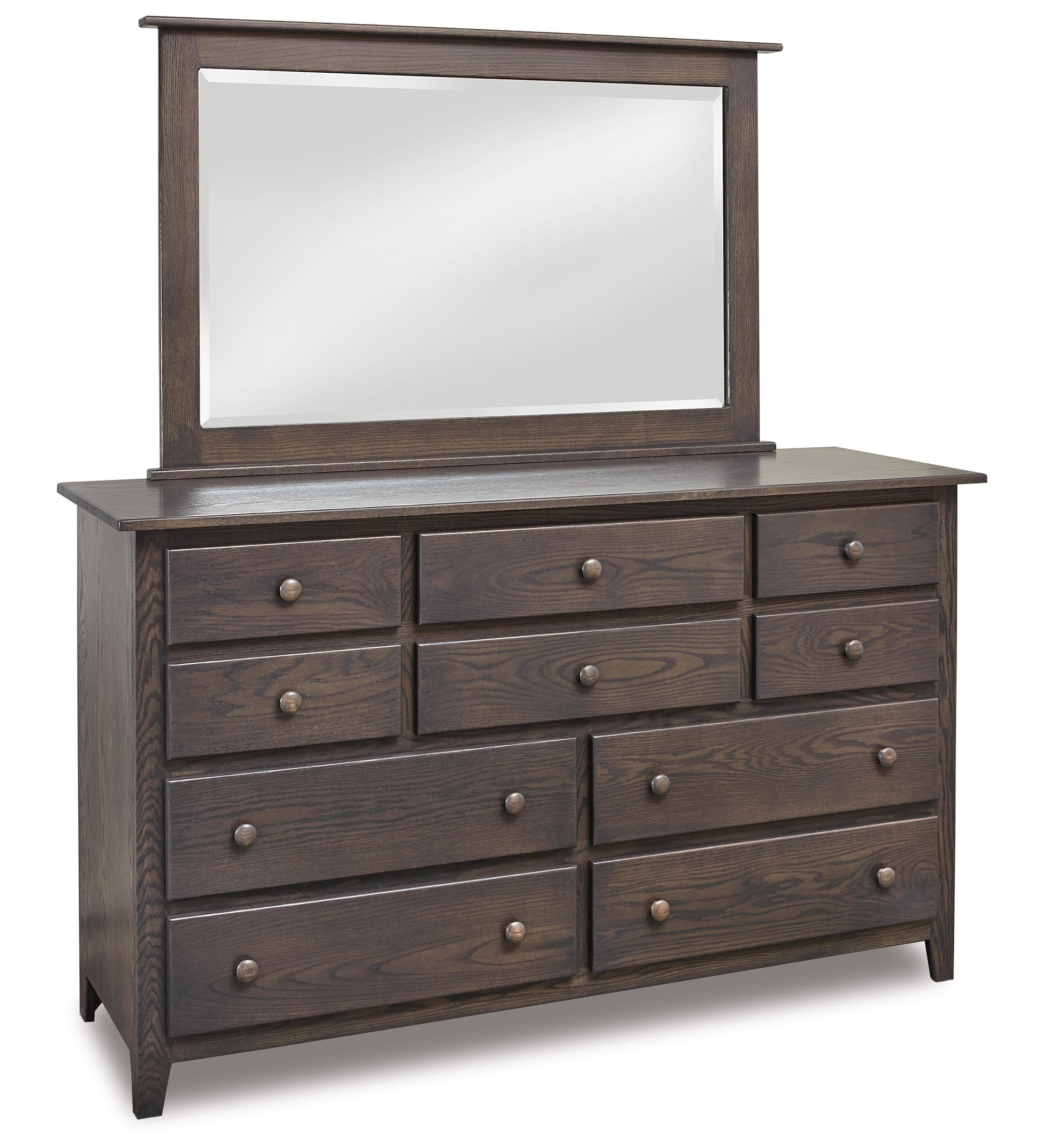 american made amish shaker ten drawer dresser with mirror