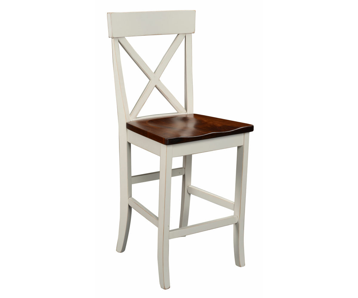 Amish Single X Stationary Bar Chair