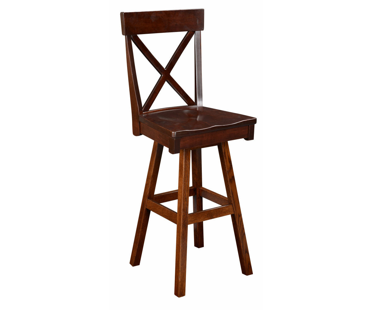 Amish Single X Swivel Bar Chair