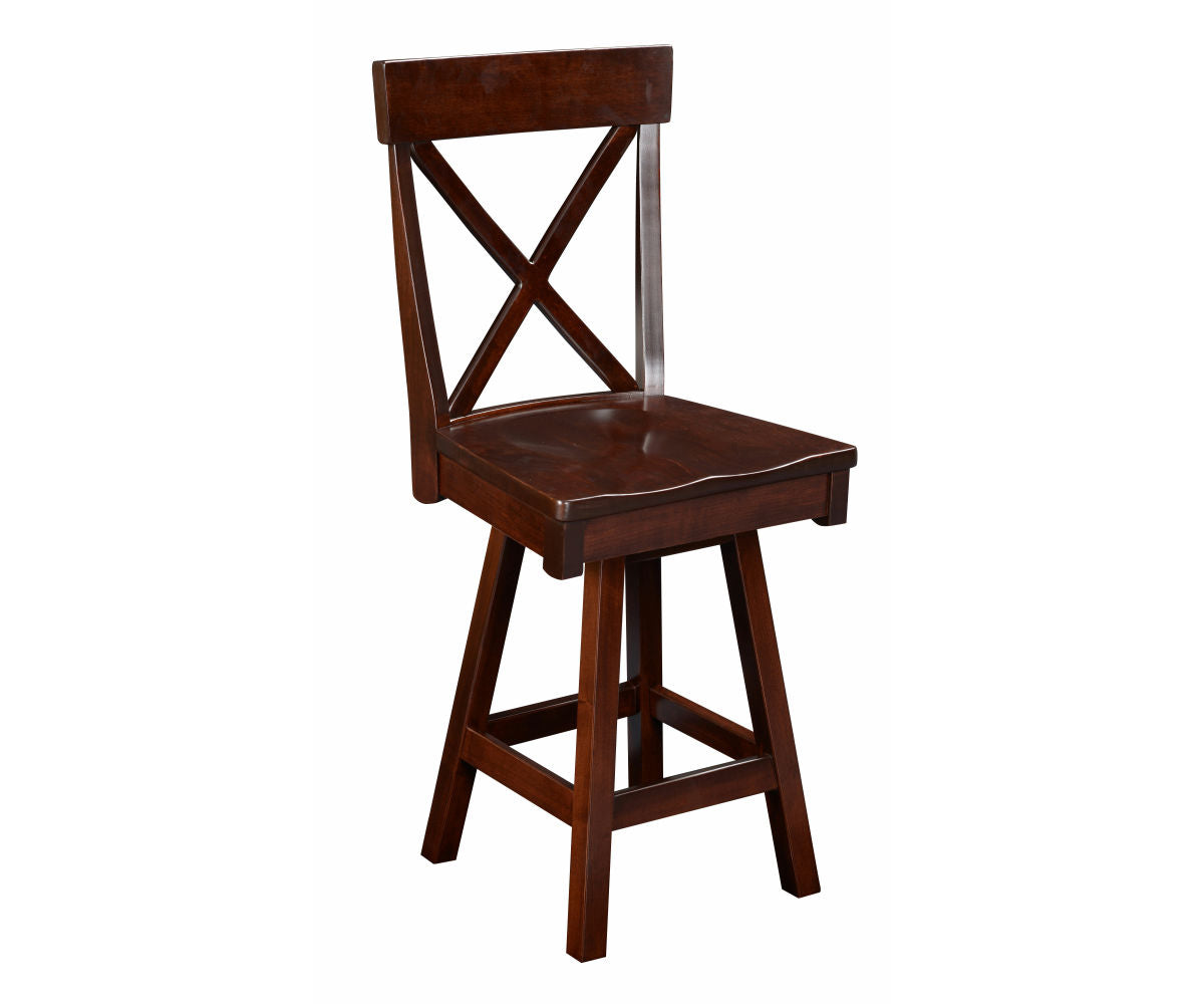 Amish Single X Swivel Bar Chair