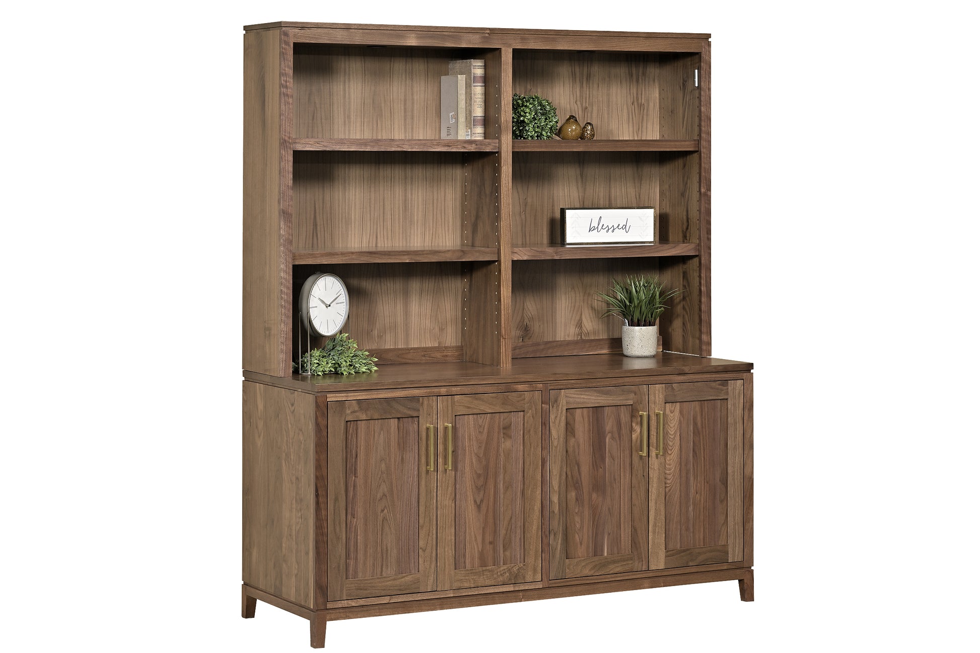 Amish Villa Double Door Base and Lateral Hutch