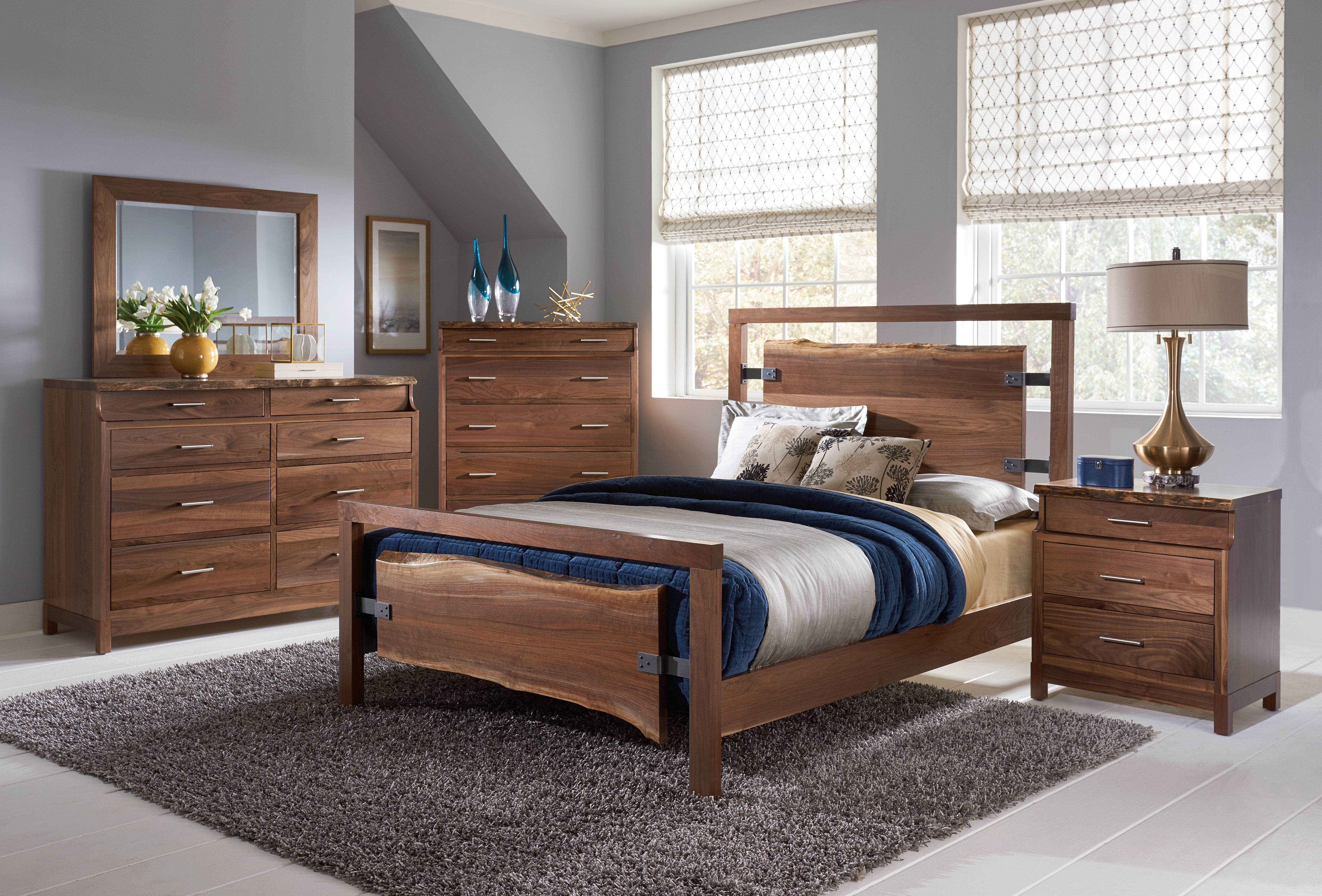american made amish westmere bed with walnut wood and a natural stain