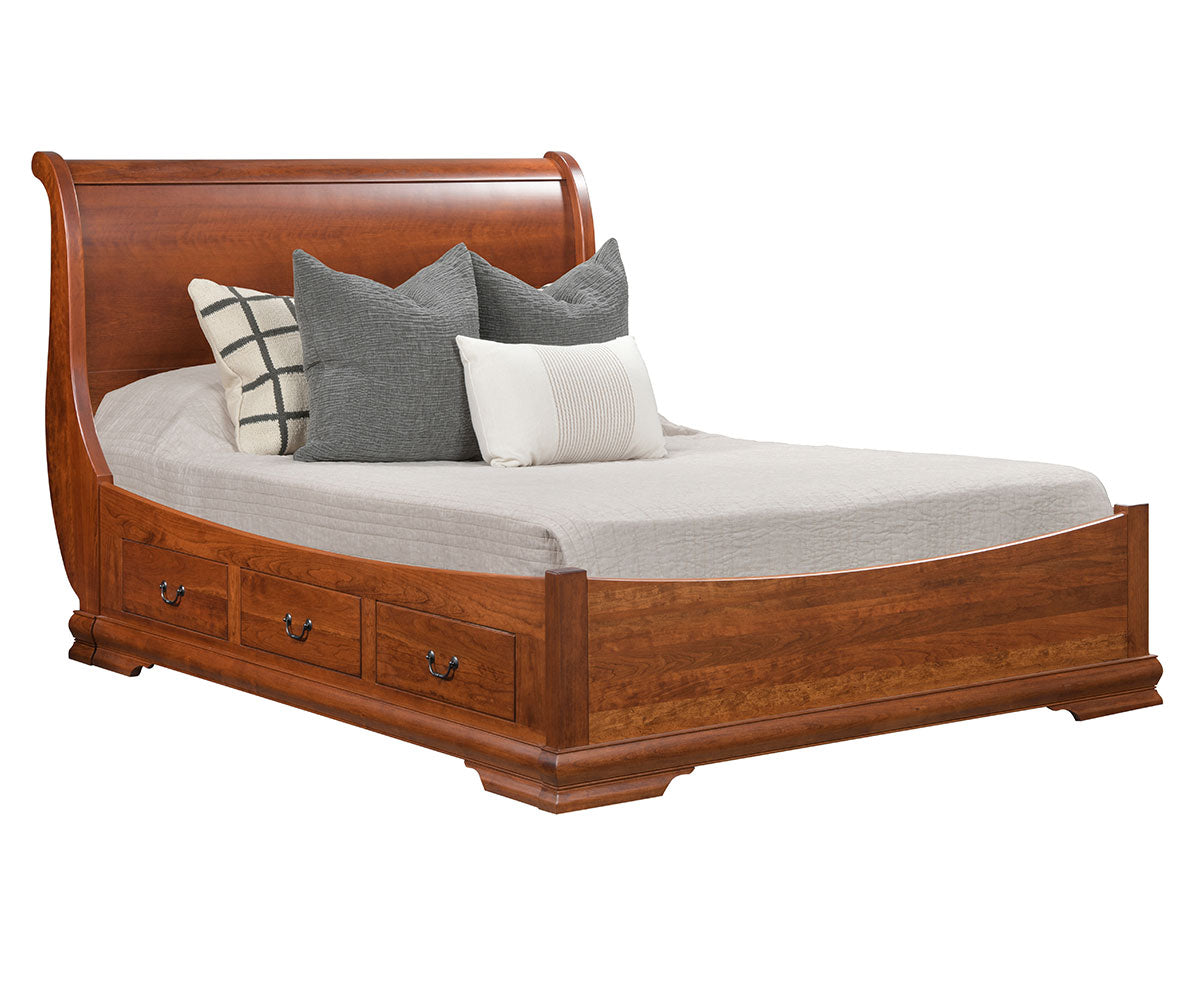 Amish Williamsburg Sleigh Bed With Boat Footboard