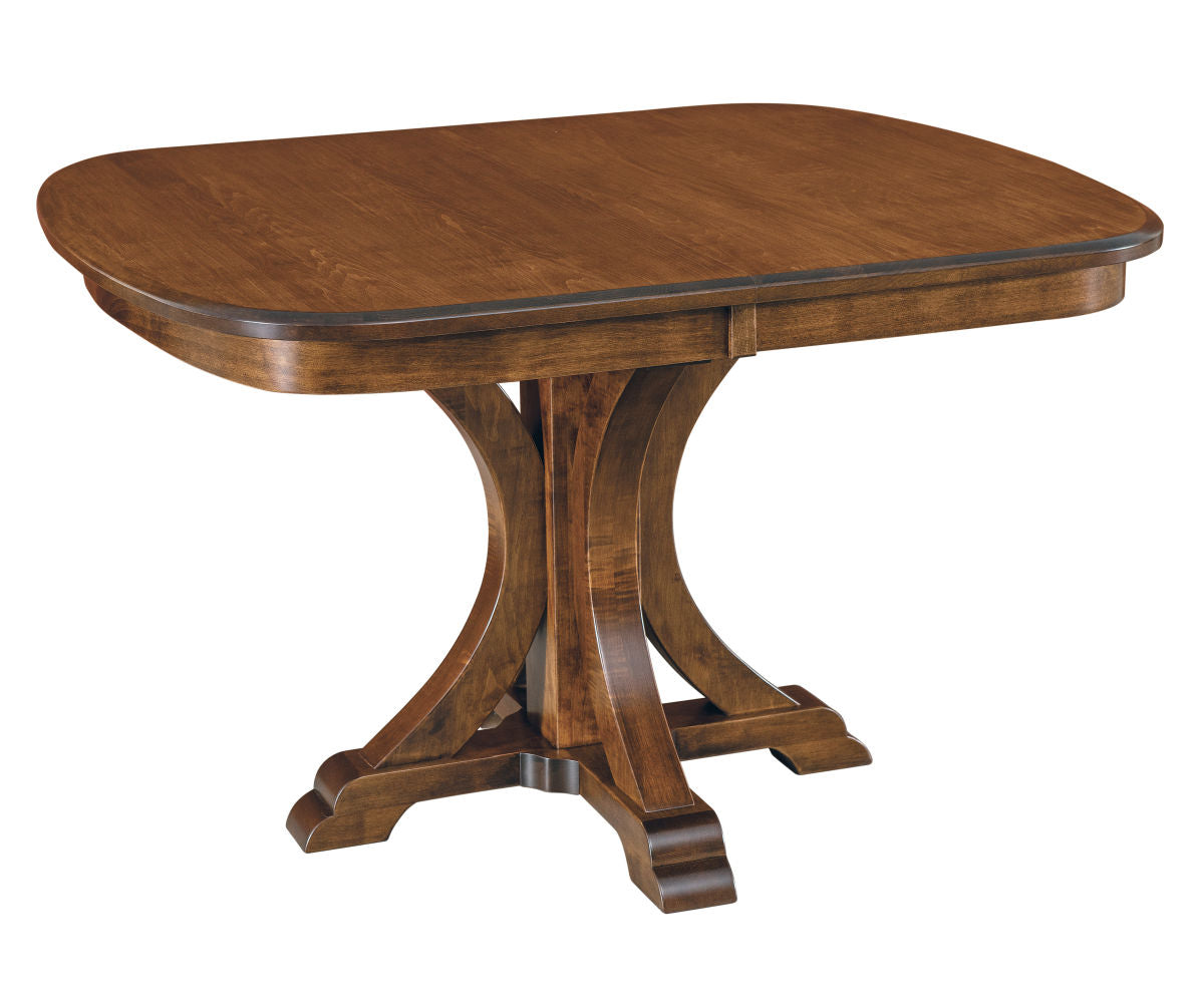 Amish Granite Single Pedestal Table Without Self Store Leaves