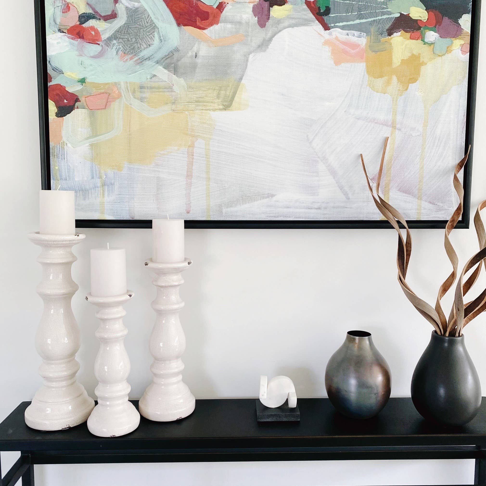 Antique White Ceramic Candleholder - Thumbnail 3