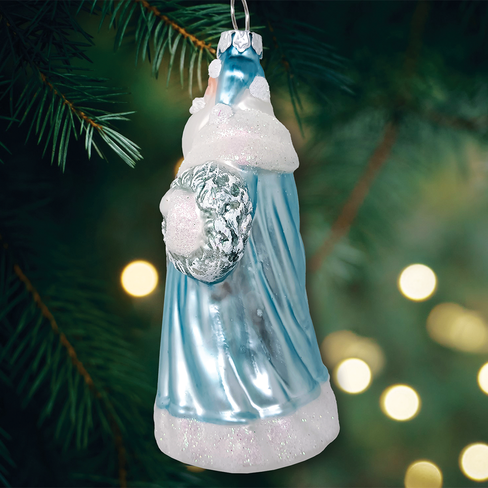 Arctic Whispers Santa Glass Ornament