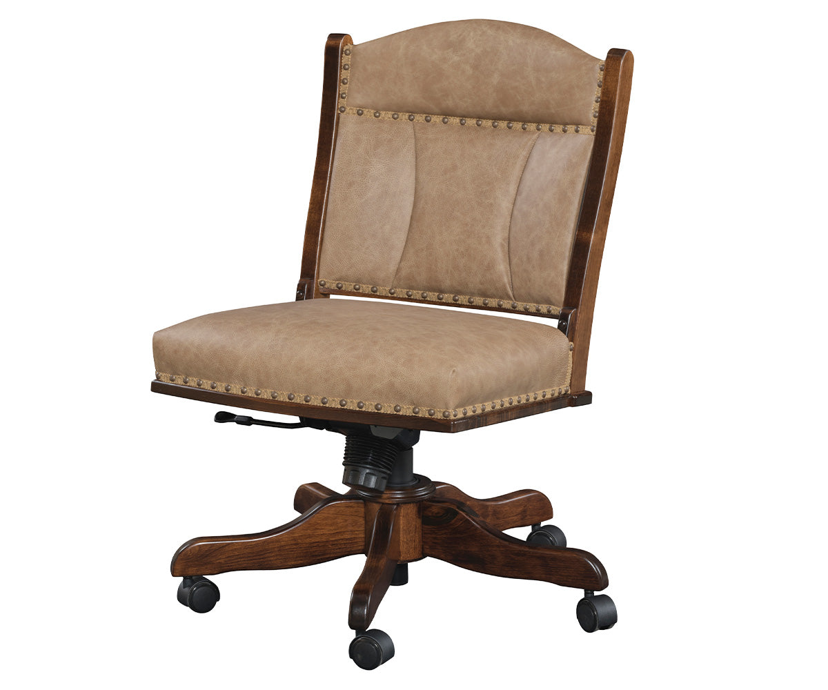 Amish Low Back Side Desk Chair with Gas Lift
