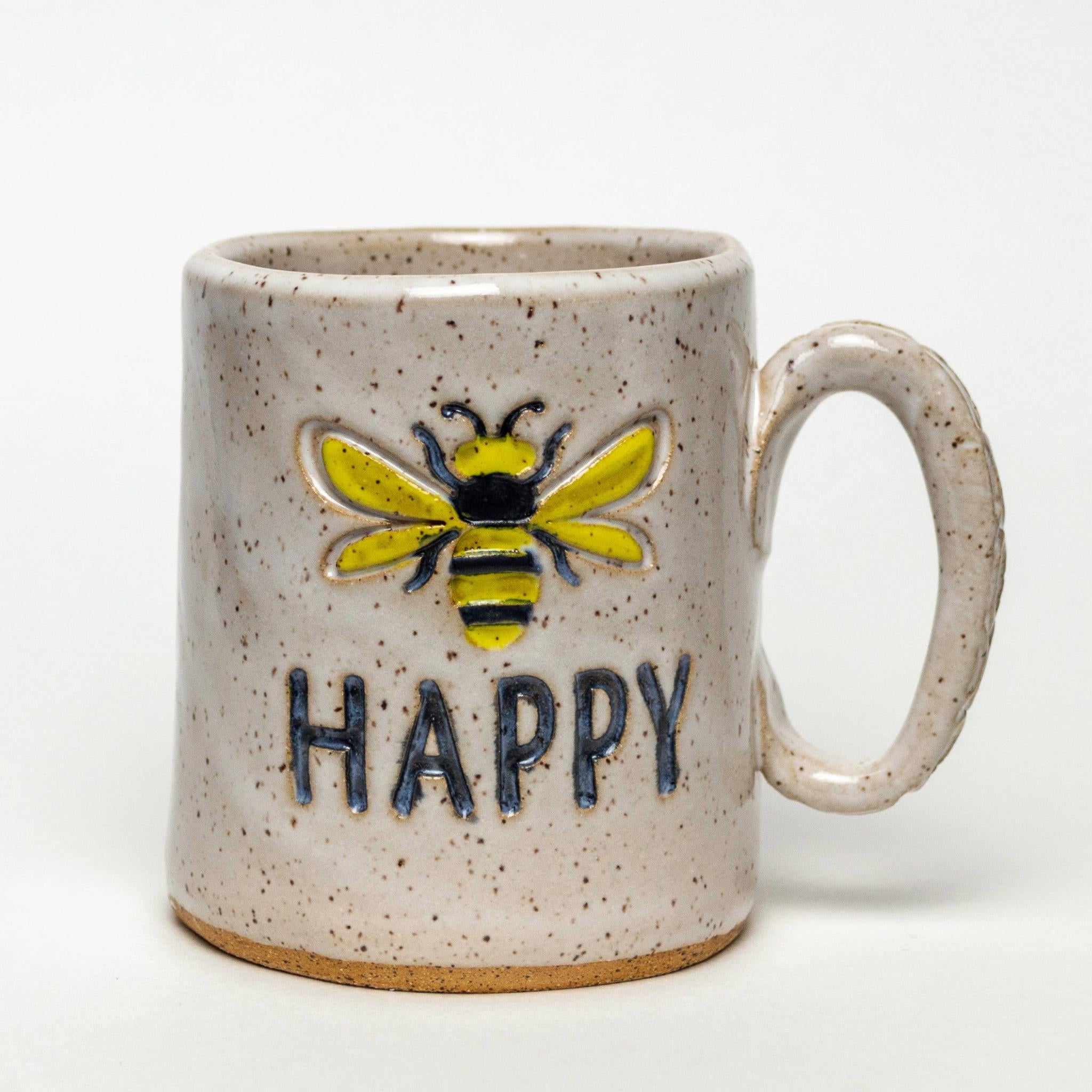 Bee Happy Pattern Handmade, Mug-Mug-The Amish House