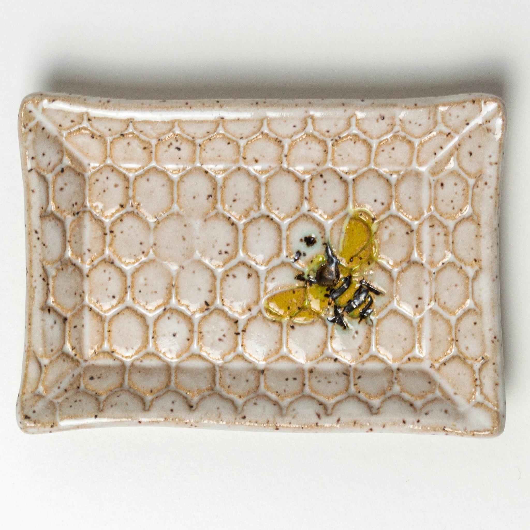 Bee Pattern Handmade Ceramic Trinket Dish