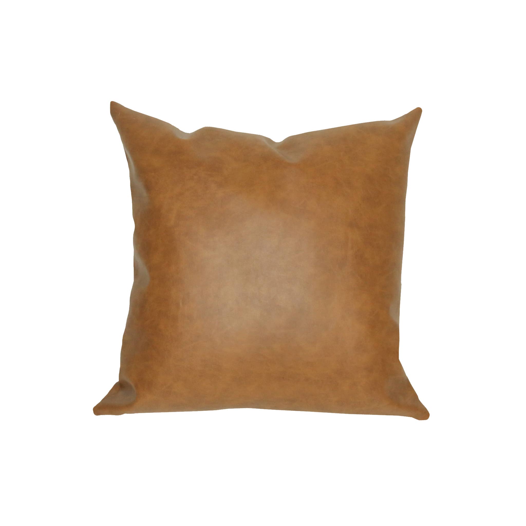 Brown Faux Leather Throw Pillow - Thumbnail 2