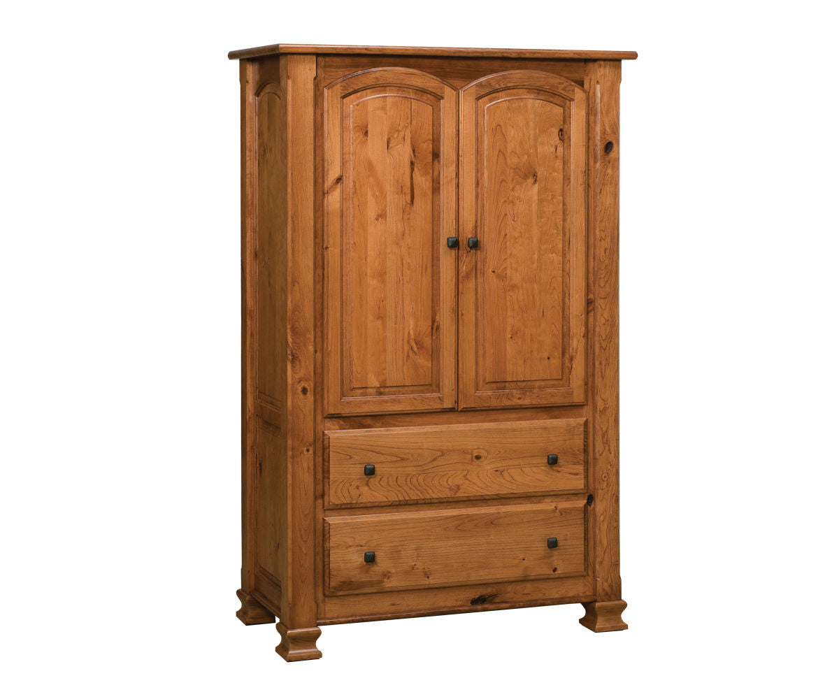 american made amish charleston armoire in rustic cherry with a honey stain