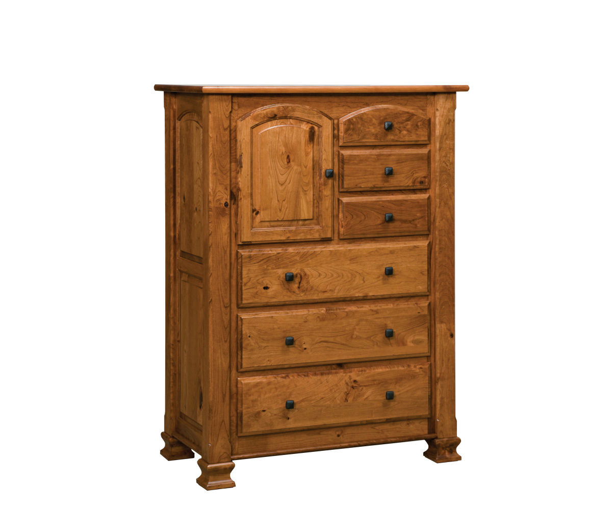 amerian made amish charleston chest in rustic cherry with honey stain