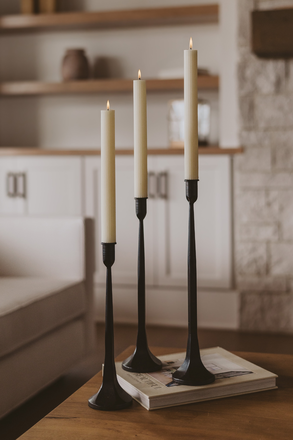 Cast Iron Taper Candle Holders, Set of 3