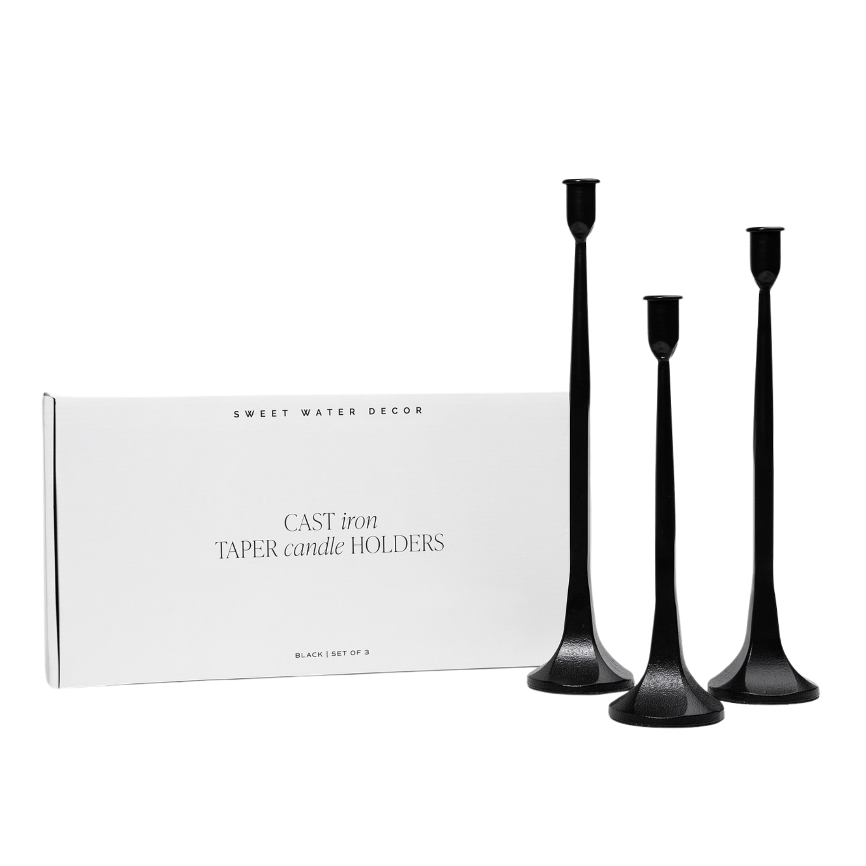 Cast Iron Taper Candle Holders, Set of 3