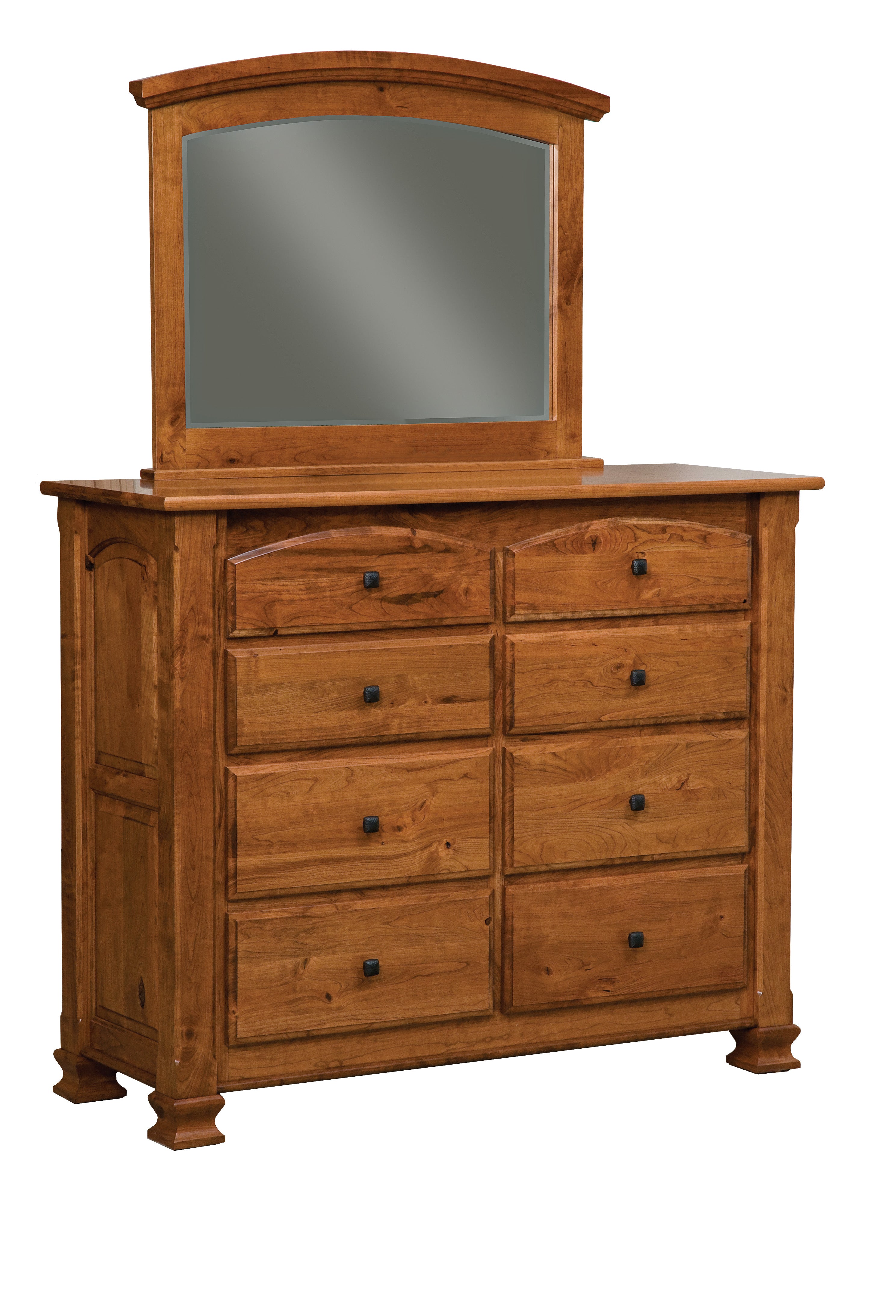 american made amish charleston dresser shown in rustic cherry with a honey stain