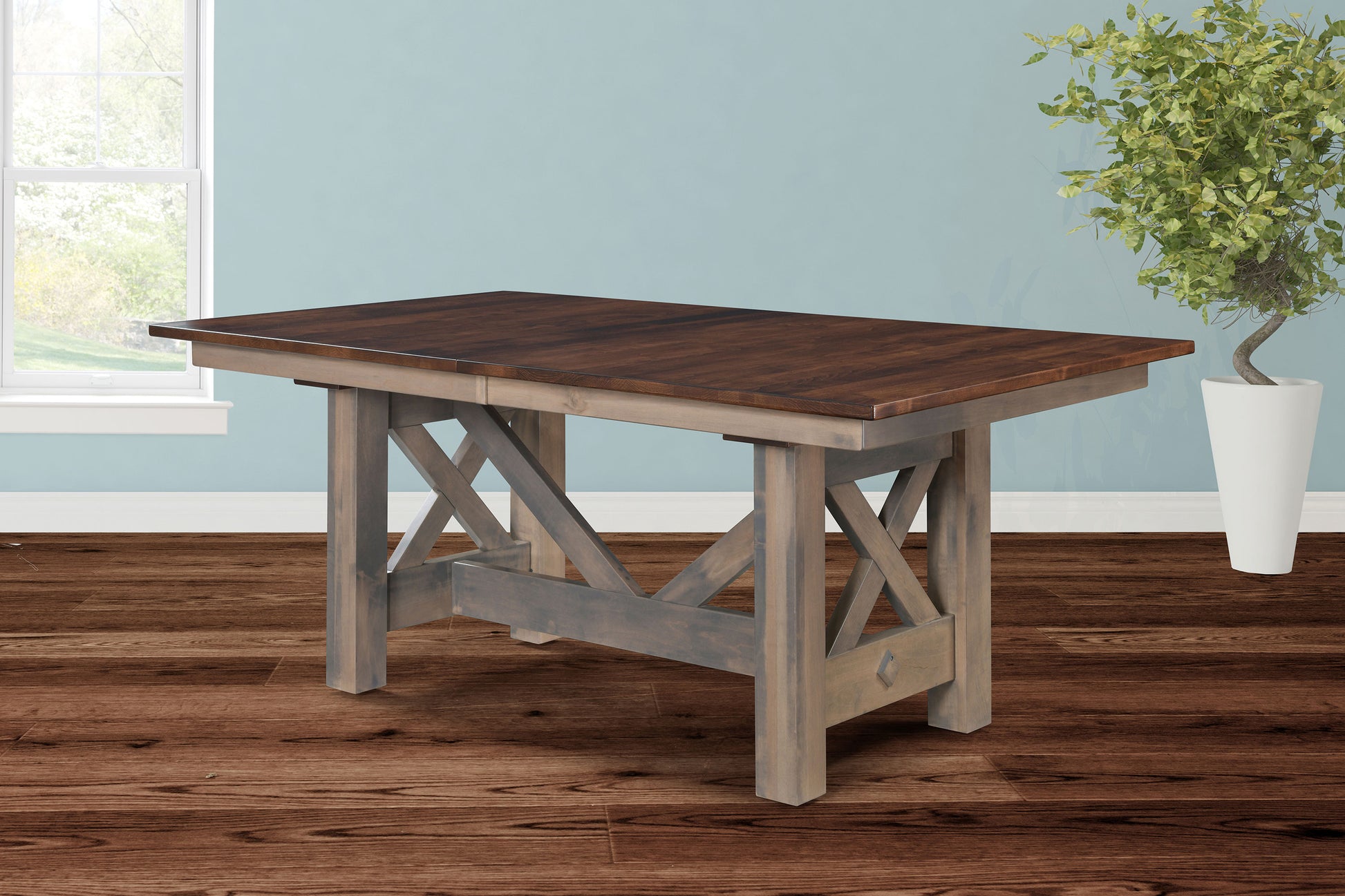 Amish Coastal Double Pedestal Table