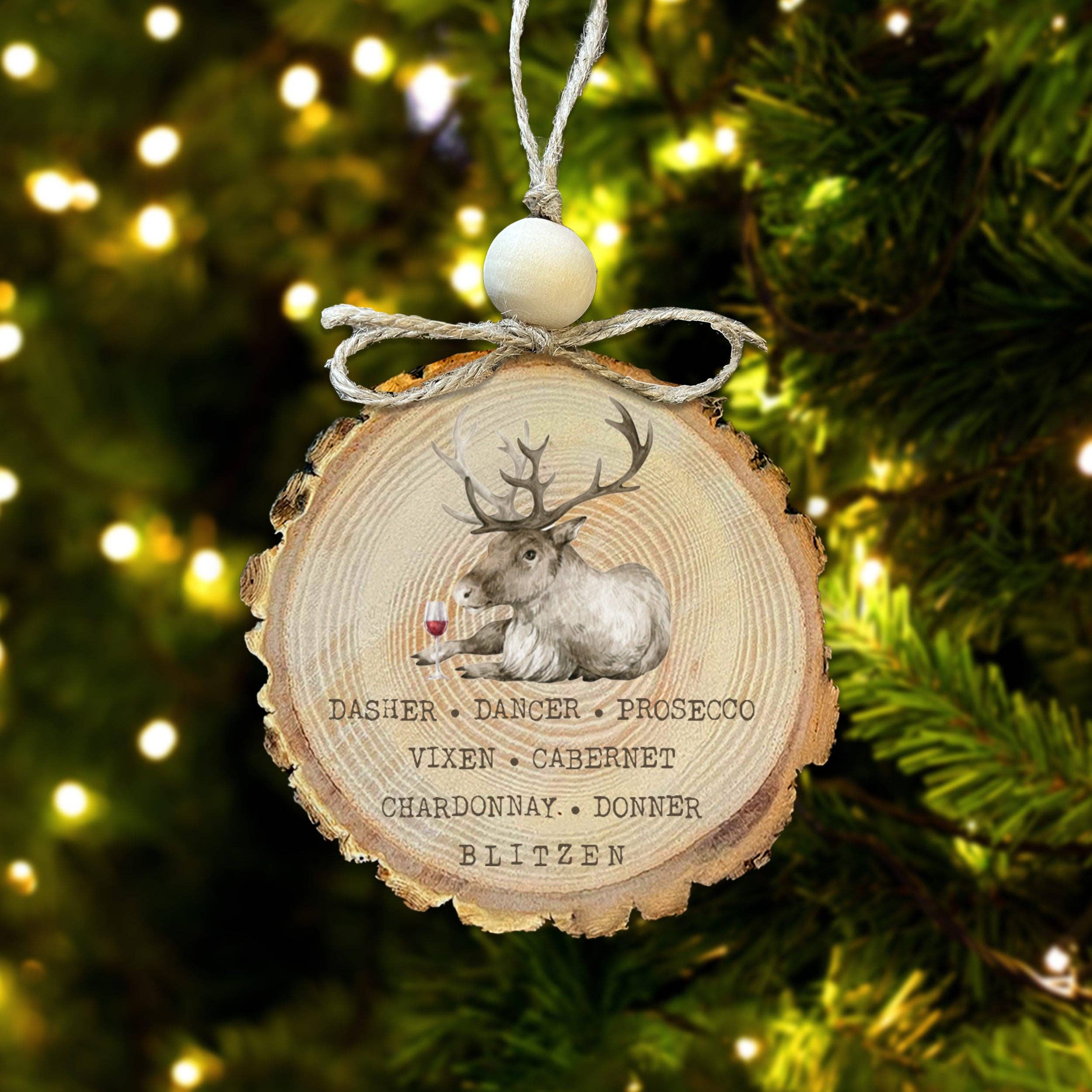 Deer & Wine Christmas Ornament