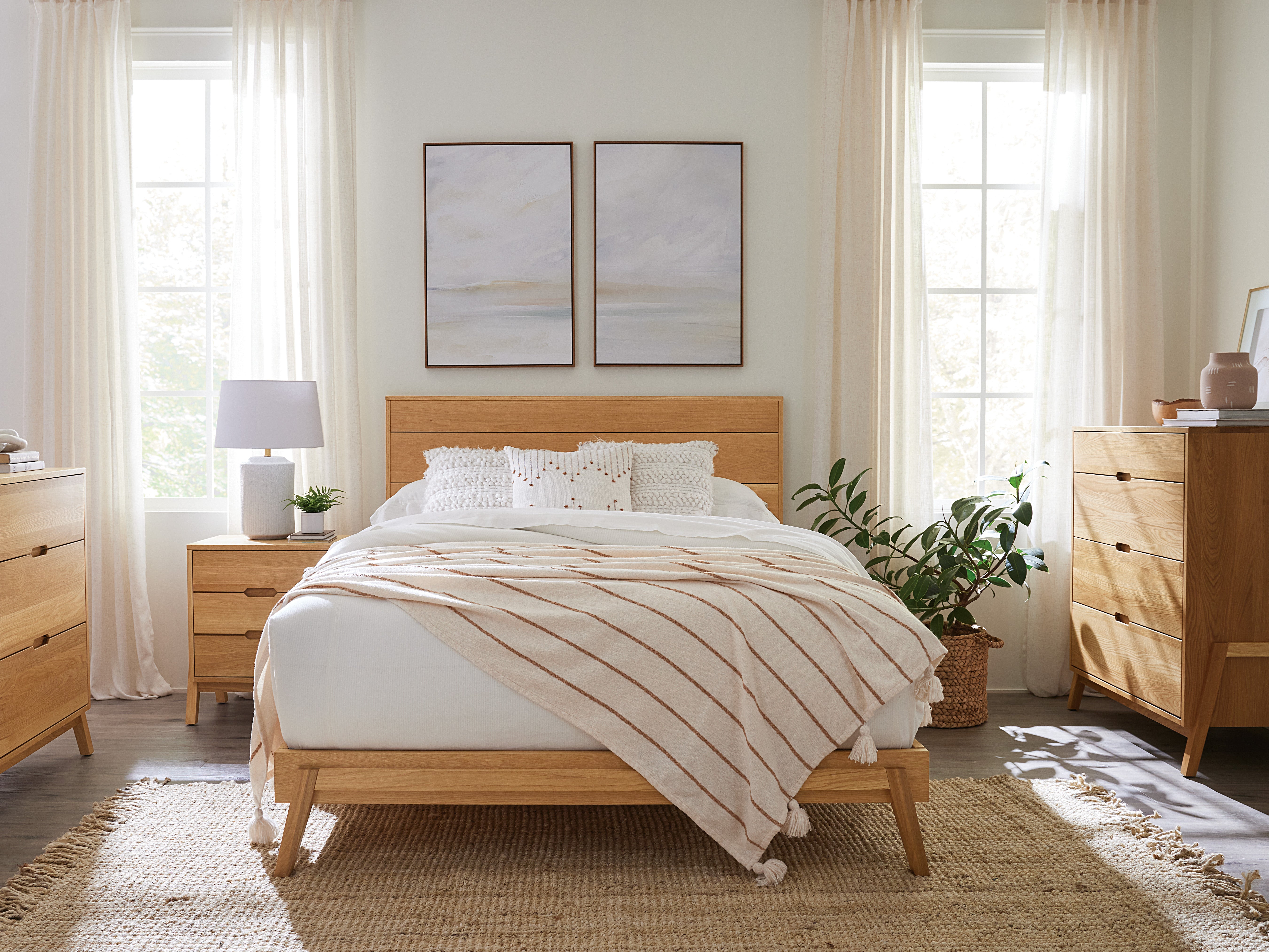 amish Nova bed shown in white oak with a natural finish